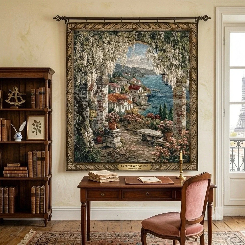 Mediterranean Renaissance Tapestry 51x52 Wall Art Hanging Garden Italian Villa